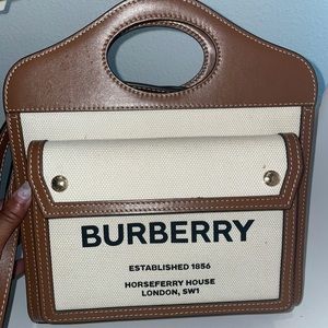 Burberry Mini Two-tone Canvas and Leather Bag